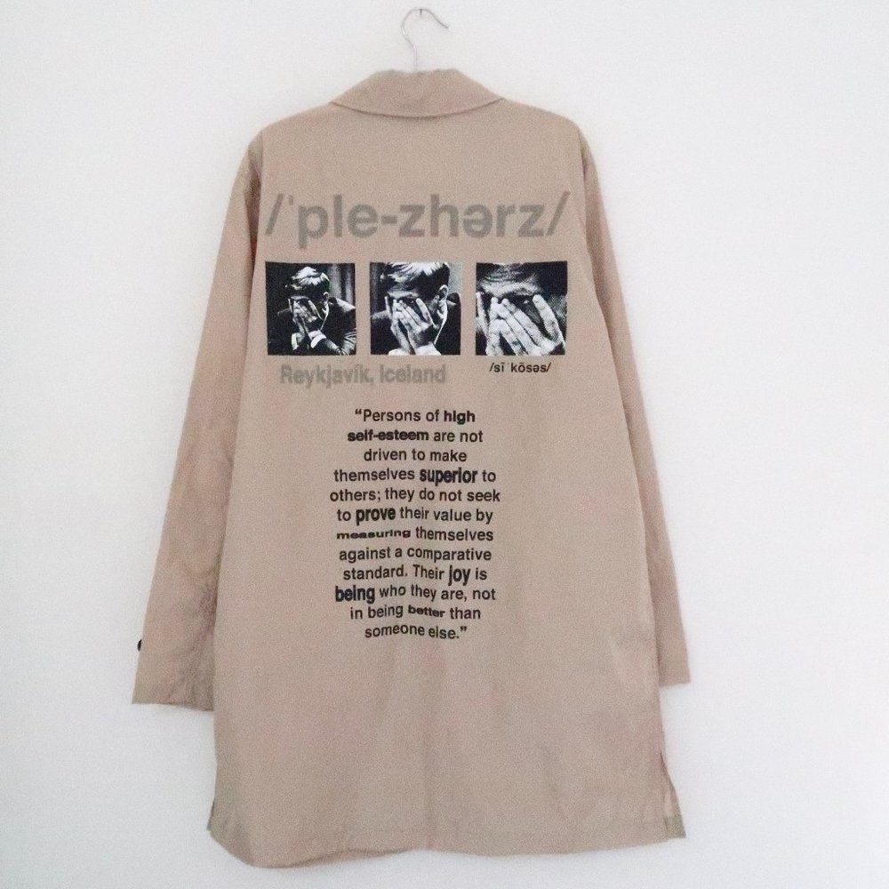 PLEASURES NOW mens graphic print trench coat